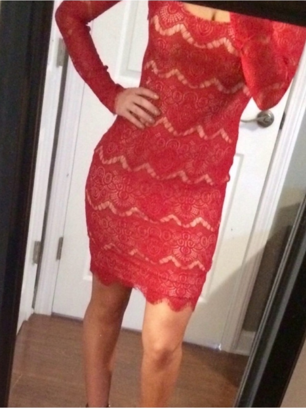 Bebe RED LACE DRESS - Picture 2 of 4